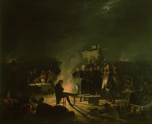 Bivak van Napoleon I (1769-1821) op het slagveld van Wagram, 5-6 juli 1809, 1810